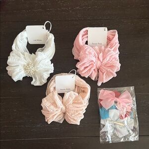 Chic Baby Headband and clip Set - Pink, White, Peach / Res, White, Blue, Pink
